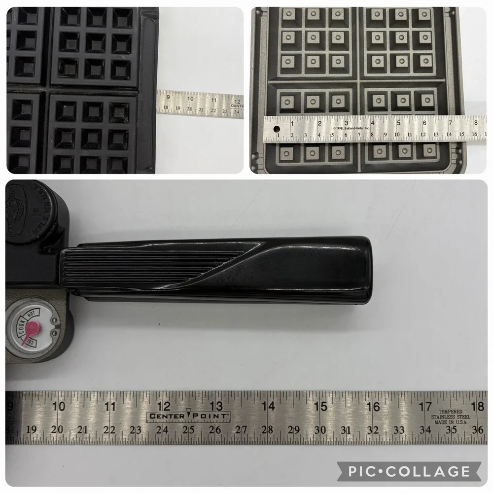 VTG Nordic Ware Belgian Waffler Waffle Maker Stove Top Camping Temp Gauge USA